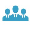Picto bleu travail png Pictogramme avec 3 hommes en costume-cravate